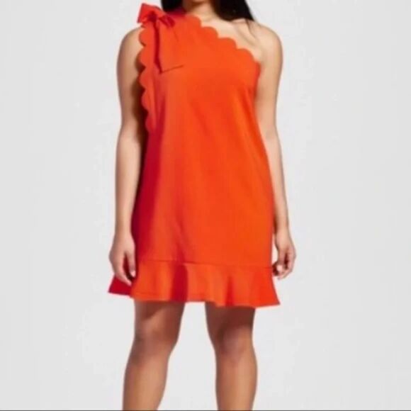 NWT  Victoria Beckham x Target Orange Scallop Mini Dress  Women's Plus Size 2X - Picture 1 of 12
